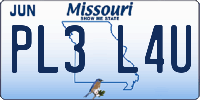 MO license plate PL3L4U