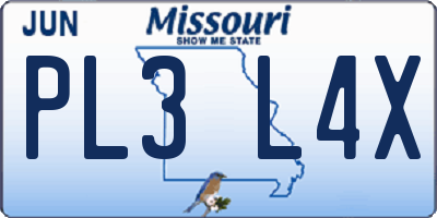MO license plate PL3L4X