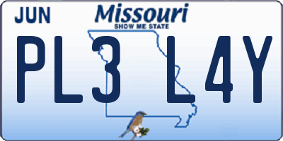 MO license plate PL3L4Y