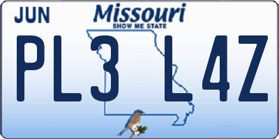 MO license plate PL3L4Z