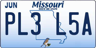MO license plate PL3L5A