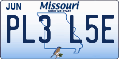 MO license plate PL3L5E