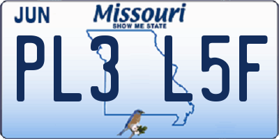MO license plate PL3L5F