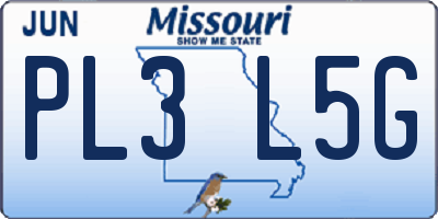 MO license plate PL3L5G