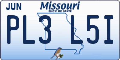 MO license plate PL3L5I