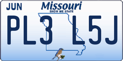 MO license plate PL3L5J