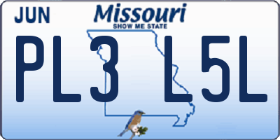 MO license plate PL3L5L