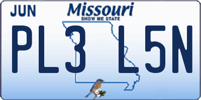 MO license plate PL3L5N
