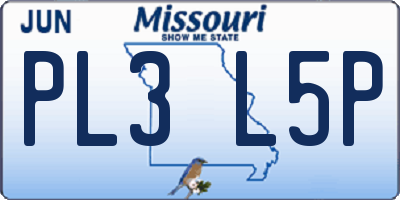 MO license plate PL3L5P