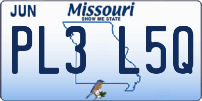 MO license plate PL3L5Q