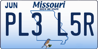 MO license plate PL3L5R