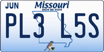MO license plate PL3L5S