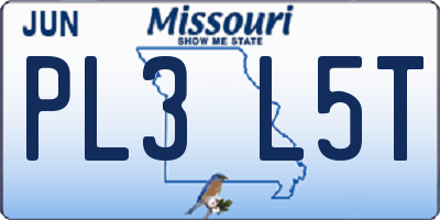 MO license plate PL3L5T