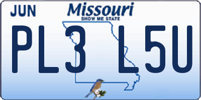 MO license plate PL3L5U