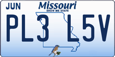 MO license plate PL3L5V