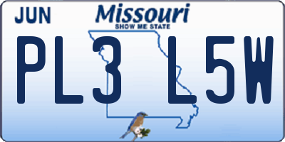 MO license plate PL3L5W