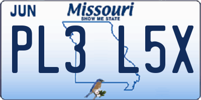 MO license plate PL3L5X