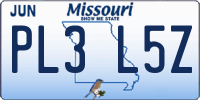 MO license plate PL3L5Z