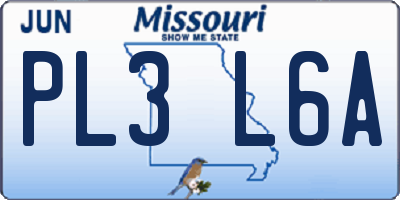 MO license plate PL3L6A