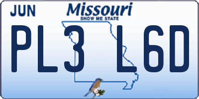 MO license plate PL3L6D