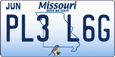 MO license plate PL3L6G