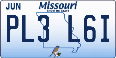 MO license plate PL3L6I