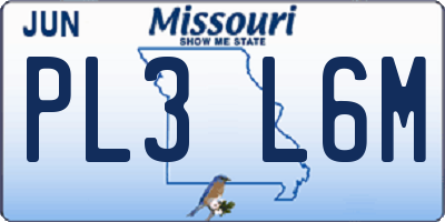 MO license plate PL3L6M