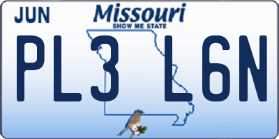 MO license plate PL3L6N