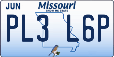MO license plate PL3L6P