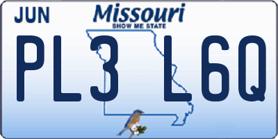 MO license plate PL3L6Q