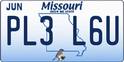 MO license plate PL3L6U