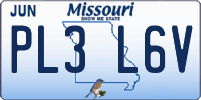 MO license plate PL3L6V