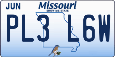 MO license plate PL3L6W