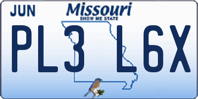 MO license plate PL3L6X
