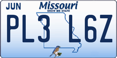 MO license plate PL3L6Z