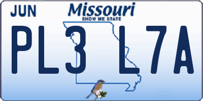 MO license plate PL3L7A
