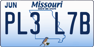 MO license plate PL3L7B