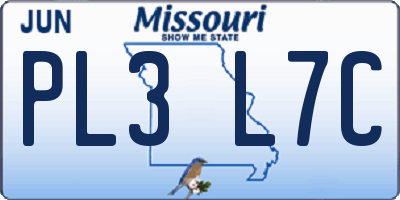 MO license plate PL3L7C