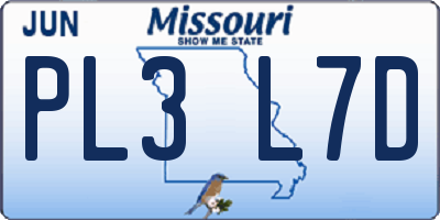 MO license plate PL3L7D