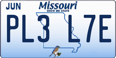 MO license plate PL3L7E