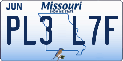 MO license plate PL3L7F