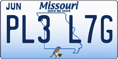 MO license plate PL3L7G