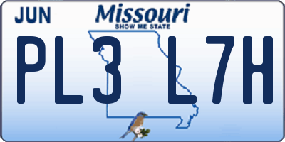 MO license plate PL3L7H