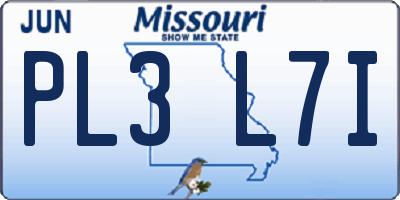 MO license plate PL3L7I