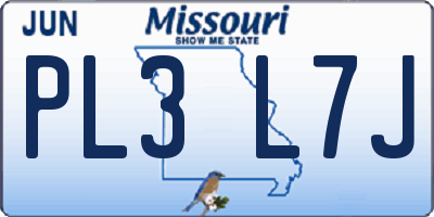 MO license plate PL3L7J