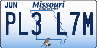 MO license plate PL3L7M