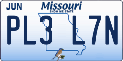 MO license plate PL3L7N