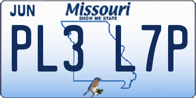 MO license plate PL3L7P