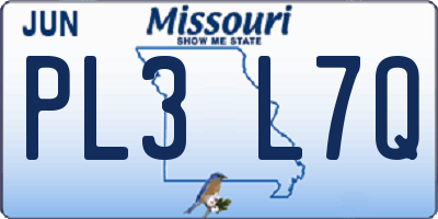 MO license plate PL3L7Q