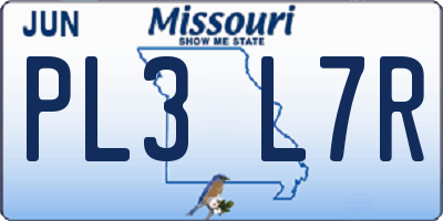 MO license plate PL3L7R